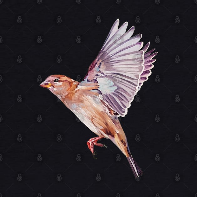 Magical House Sparrow painting (no background) by EmilyBickell